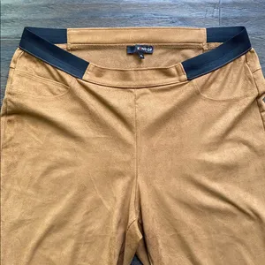 Faux Suede Leggings Womens Sz XL Tan Pull On Fall Essential thumbnail 2