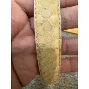 Dame Genuine Snakeskin Women's Yellow Belt Deco Gold Silver Hook Buckle‎ thumbnail 9