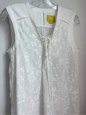 Anthropologie Mauve White Floral Lace Tie-Front Camisole thumbnail 2