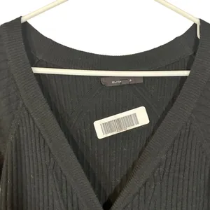 Olivaceous Black Ribbed Textured Long Sleeve Button Front Maxi Dress Women Sz S thumbnail 6