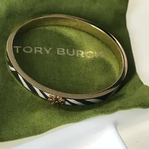 NWOT Tory Burch Gold and Black Striped Bracelet thumbnail 2