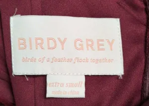 Birdy Grey Wine Off Shoulder Pleated Bodice Evening Gown Dress Wedding Size XS thumbnail 6