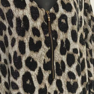 Rebecca Malone Plus Size 1X Leopard Print Zip Front Roll Tab Sleeve Tunic Top thumbnail 6