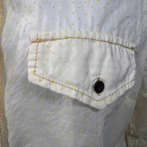 Maeve Polka Dot Button Up Shirt Cream Yellow‎ 12 Preppy Academia Anthropologie thumbnail 3