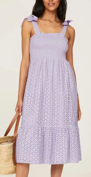 Slate & Willow Purple Eyelet Smocked Nap Dress XS Sundress Cotton Party $155 thumbnail 1
