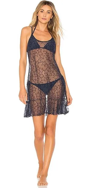 PilyQ Starry Dress in Starlight Swim Coverup Navy thumbnail 1