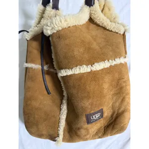 UGG Australia Chestnut Suede Shearling Trim Crossbody Hobo Bag Brown Leather thumbnail 6