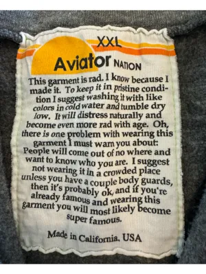 Aviator Nation Rainbow Rib Zip Hoodie Heather Grey size XXL thumbnail 3