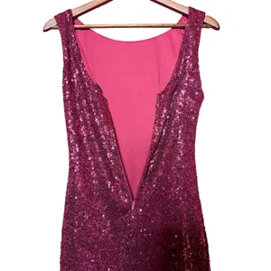 Vintage Crystal Doll Women Medium Ruby Red Sequin Mini‎ Dress Colorful Layered thumbnail 3