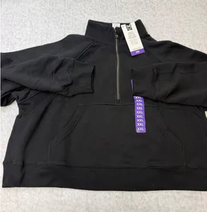 Member's Mark Womens Fleece Half‎ Zip Pullover Black Relaxed Cropped XXL NWT thumbnail 1