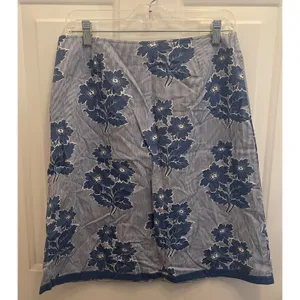 Boden‎ Blue White Floral Pinstripe Cotton A-Line Skirt Size 12R Resort Coastal thumbnail 6