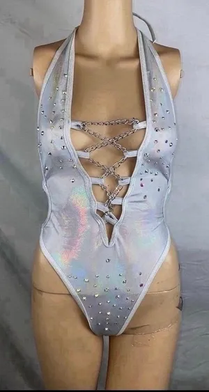 NEW Lingerie Bodysuit Silver thumbnail 1