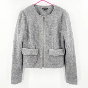 ANN TAYLOR Blazer Size Medium Wool Blend Gray Business Casual Office Work Career thumbnail 1