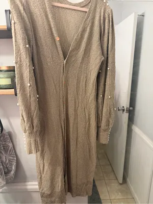 Vintage 70’s Just Mort Beaded Sleeve Knit Sweater Dress - Taupe thumbnail 3