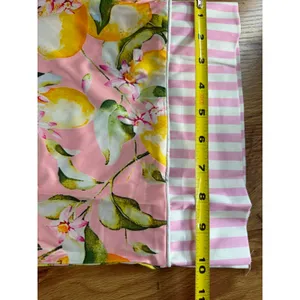 Pink Lemon Print Pajama Set Button Down Long Sleeve Pants Small thumbnail 15