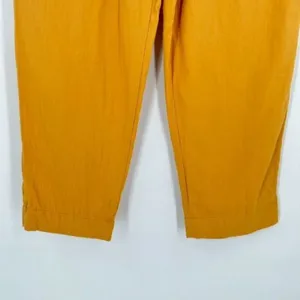 Loft Women's High Rise Straight Elastic Waist Crop Paperbag Pants Yellow‎ Small thumbnail 7