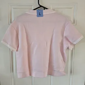 Member's Mark Women's Pique Polo Shirt Large Pink Sandwash Tipped Collar NWT thumbnail 2