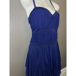 Kellé Dress Womens Medium Blue Sweetheart Ruffle Hanky Hem Hi-Low Formal thumbnail 4