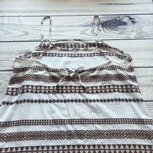 Aerie Brown & Cream Geometric Boho Open Back Sun Dress thumbnail 6