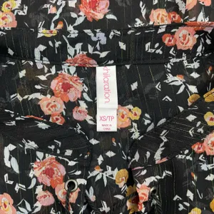 Xhilaration Floral Lace Up Sheer Top Blouse Black Size XS thumbnail 9
