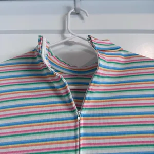 Vintage 70s Peggy Lou California Rainbow Striped‎ Mock Neck Top Size 38 Large thumbnail 4