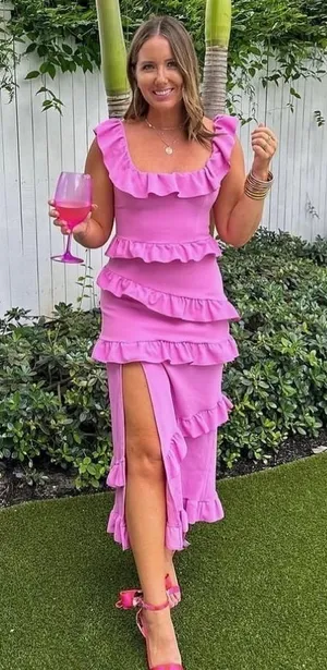 SHOW ME YOUR MUMU Greta Dress In Lilac Pink Stretch thumbnail 1