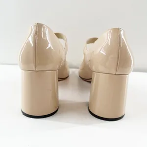 Prada Patent Leather Block Heel Square Toe Mary Jane Pumps Shoes Nude 38.5 thumbnail 8