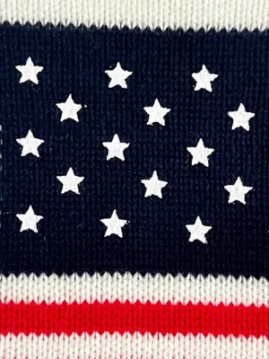 Moon & Maddison Womens large American Flag cropped boxy fit long sleeve sweater thumbnail 5