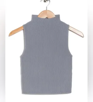 Abound Gray Compact Ribbed Sleeveless Turtleneck Top Sweater XXS thumbnail 1