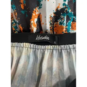 Kosmios Women Teal Orange Abstract Digital Print Pleated Midi Skirt TC5226 Large thumbnail 8