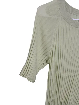 Free People Crewneck Ribbed Sweater Top Sugared Mint Green Large thumbnail 8