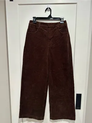 Commense Wide-Leg Corduroy Pants in Dark Brown thumbnail 2