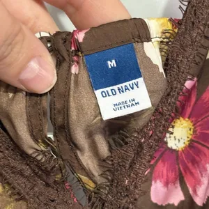 Old Navy Women’sLace-Trimmed Satin Cami Slip Dress M Brown Floral Midi Babydoll thumbnail 8