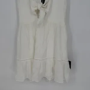 Lulus Lively Beauty White Tie-Front Tiered Mini Dress Size M‎ thumbnail 6