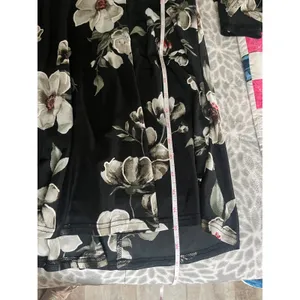 Black Floral V-Neck Bell Sleeve Dress sz Large Empire Waist Boho Chic Whimsigoth thumbnail 6