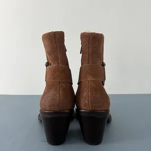 Antonio Melani‎ Tabbie Oiled Suede Pecan Pie Brown Western Buckle Boots thumbnail 6