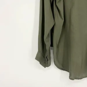 Leith Ruffle Front Hi-Lo Blouse‎ Olive Green M thumbnail 3