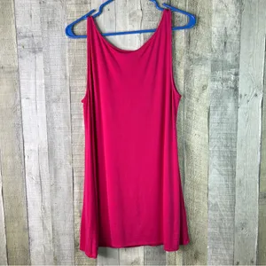 Eileen Fisher 100% Silk Size Medium Scoop Neck Extra Long Tank Top In Hot Pink thumbnail 2