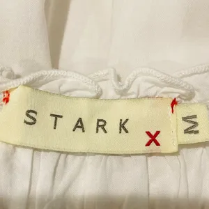 Stark X white cotton maxi skirt with ruched elastic waist. Made in USA. Medium. thumbnail 6