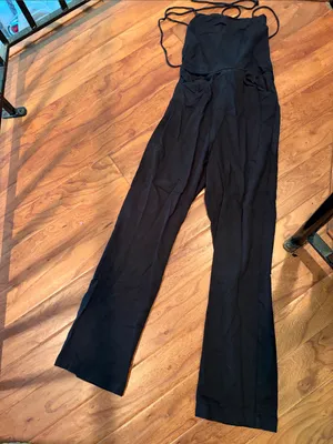 Reformation Oregano Jumpsuit Lace Up Back Linen Black Size 4 thumbnail 3