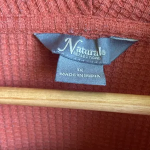 Natural Reflections Cowl Neck Thermal Waffle Pullover (Sz 1X) Pumpkin Orange thumbnail 3