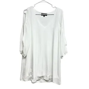 Lulus Women White Off Shoulder Shifting Dears Ivory Long Sleeve Dress Medium‎ thumbnail 2