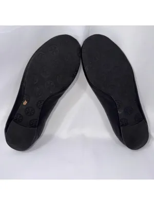 Tory Burch Reva Ballet Flats Women’s Size 7.5 Black Leather Gold Logo thumbnail 6