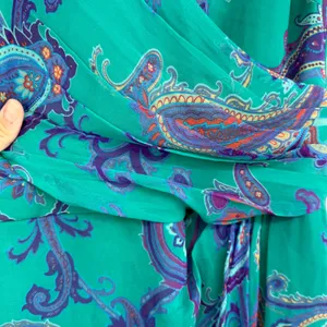 Lauren Ralph Lauren Silk Paisley Faux Wrap Midi Dress Green Purple Size 6 thumbnail 3