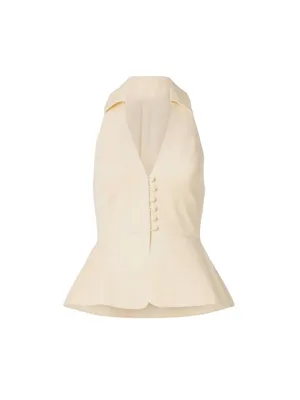 Reformation Rylan Top in Cream 8 Womens Sleeveless Collared Button up thumbnail 10