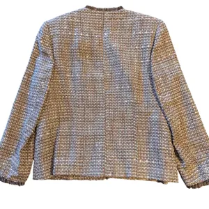 NWT Alfred Dunner Tweed Jacket 14 Brown Pink Fringe Open Front Vintage Charm thumbnail 6