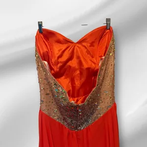Riva Designs Strapless Prom‎ Dress With Train & Rhinestones thumbnail 5