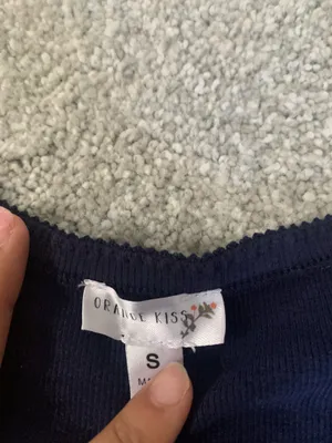 Orange Kiss navy blue button long sleeve top thumbnail 3