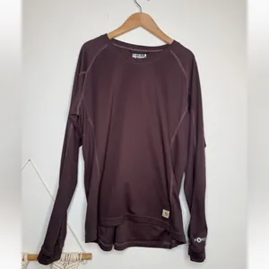 Carhartt Women's Base Force Midweight Tech Crew baselayer top color Deep Wine thumbnail 2