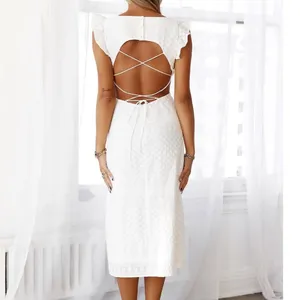 HELLO MOLLY Wondering Faes Midi White Dress Size 2 Bridal Honeymoon thumbnail 3